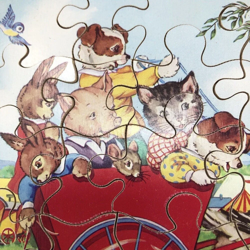 Victory Plywood Jig-Saw Puzzle Vintage 30 Piece Complete Animal Friends at Fair